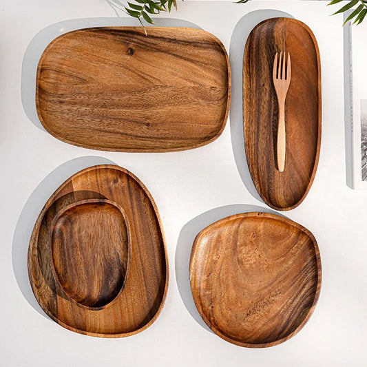 Handcrafted Solid Wood Plates